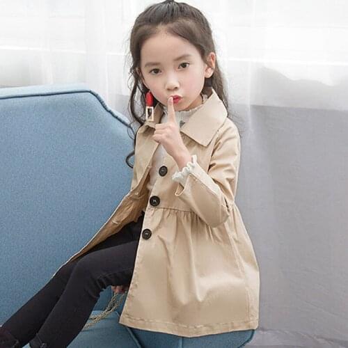 Girls Jacket Kids Outerwear Coats For Chirldren Windbreaker Coat Solid Single Breasted Trench Autumn Winter Kids Clothes 2-7Y