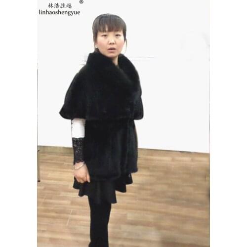 Linhaoshengyue 2014 Mink Fur Coat Shawl