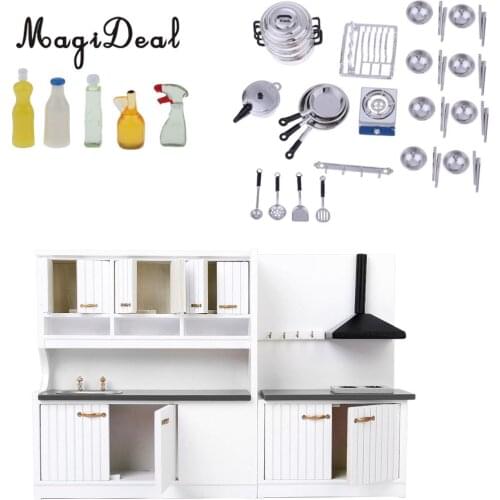 Mini Kitchen 1:12 Dollhouse Miniature Kitchen Model Set Tableware Toys Accessories Doll Pretend Play Toys Xmas Gift