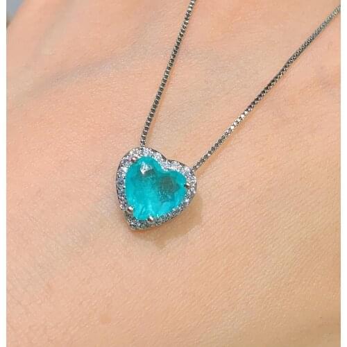Funmode Trendy Heart Pendant Geometric Blue Rhinestone Necklace For Women Jewelry Gifts Pendientes Necklace Wholesale FN72