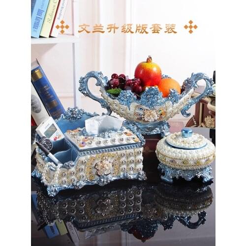 Fruit plate set of three living room luxury paper box home remote control storage box coffee table set ornaments