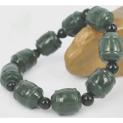 Hetian jade bracelet natural genuine drum carved jade bracelet jade bracelets to wear gifts