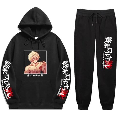 Japan anime Record of Ragnarok 2021 new cross border streetwear hip hop style Mens Hoodies Pants Two-Piece and ma'am suit