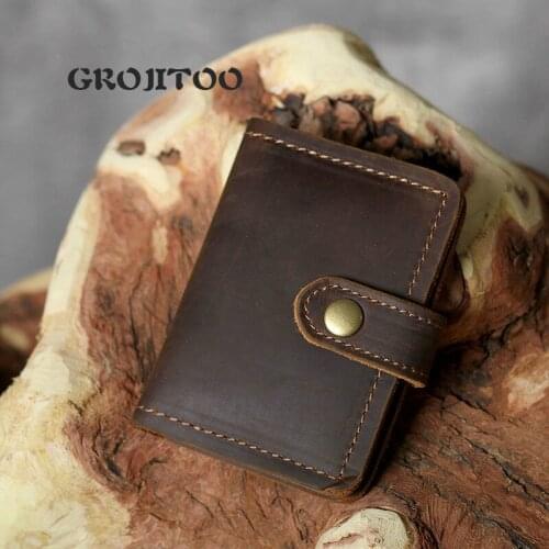 GROJITOO New Crazy Horse pickup bag top layer of cow leather drivers license bag mens zero wallet genuine leather card bag