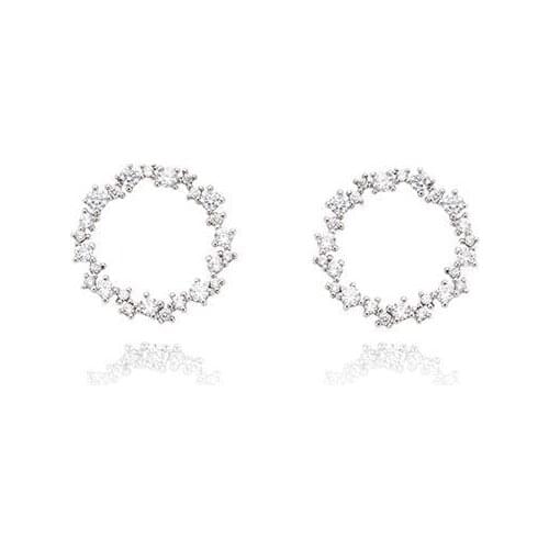 New Hot Fashion 925 Sterling Silver Crystal Circle Earrings for Women Girls Gift Fashion Statement Jewelry korean earrings