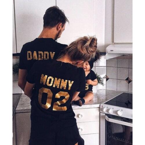 DADDY MOMMY KID BABY Funny Letter Print Number Tops Tees Summer Family Matching Clothes Family Look T-shirt