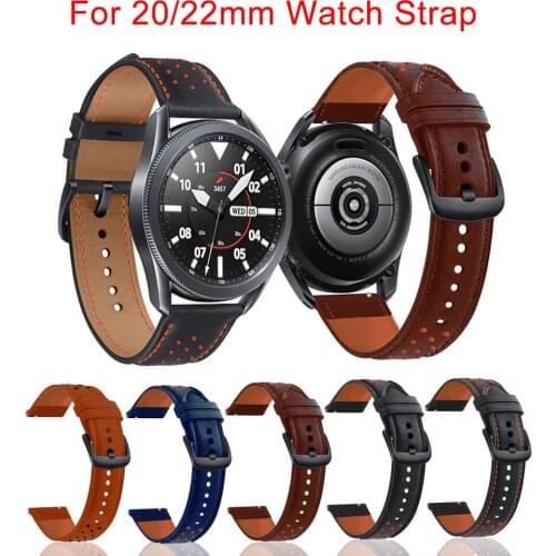 20 22mm Leather Watchband Straps For Samsung Galaxy Watch 46mm Gear S3 Frontier Smartwatch Silicone Wirstband Huawei Watch GT
