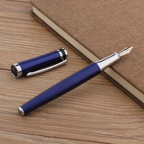 Luxury High quality METAL 3035 MATTE Fountain Pen BLUE Silver classic GIFT M pen student Stationery Office Supplies