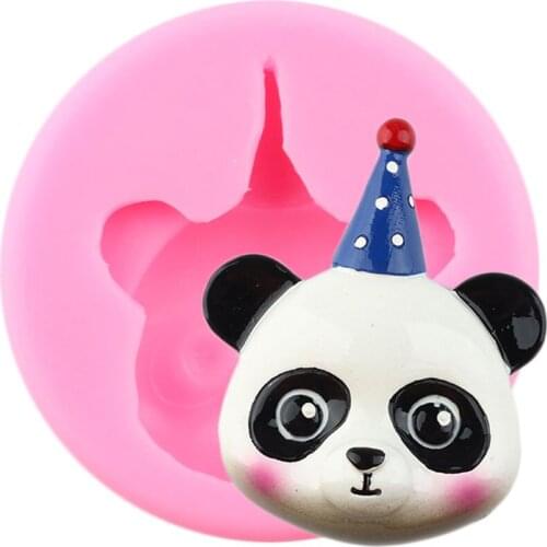 DIY Panda Silicone Mold Baby Birthday Cupcake Topper Fondant Cake Decorating Tools Candy Polymer Clay Chocolate Gumpaste Moulds