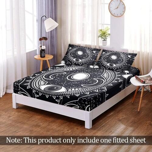 Custom Modern 3D Print Fantasy Tarot Starry Sky Fitted Sheet Bedroom Home Decor Fashion Elastic Band Bed Sheet Queen King