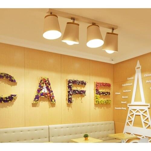 Modern White & Black 1/2/3/4heads chandeliers Corridor adjustable metal wood E27 indoor Lighting Store Lighting fixtures