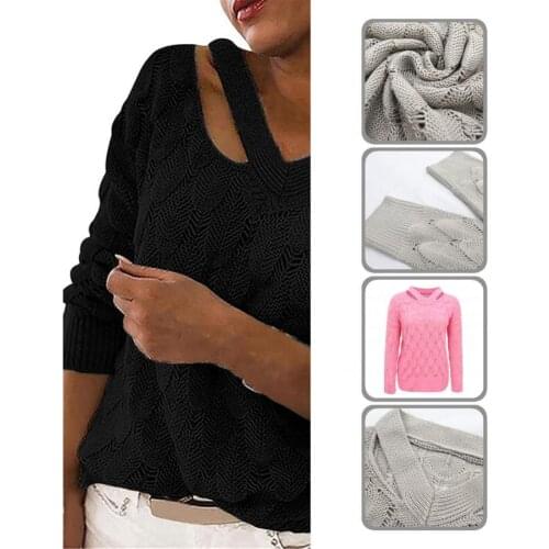 Loose Simple Pullover Women Autumn Sweater Knitted Autumn Sweater Long Sleeve for Work