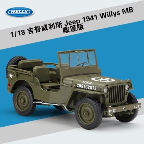 WELLY 1: 18 Scale Alloy Jeep 1941 Metal Simulation Alloy Diecast Car Model Decorative Ornaments Vehicle Collection For Boy Gifts