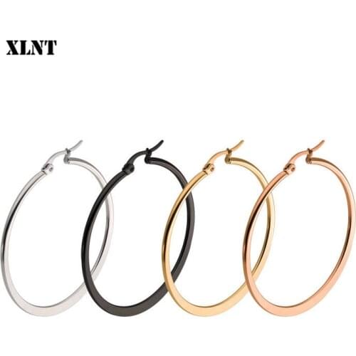XLNT 1 Pair Hoop Earrings Big Circle Earring Fashion Jewelry for Women Girls Steampunk Ear Clip korean Earrings 2019