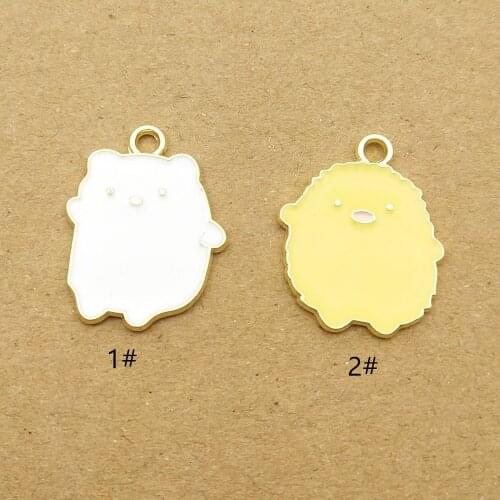 10pcs 17x22mm enamel polar bear chick charm for jewelry making and crafting fashion earring pendant bracelet necklace charms