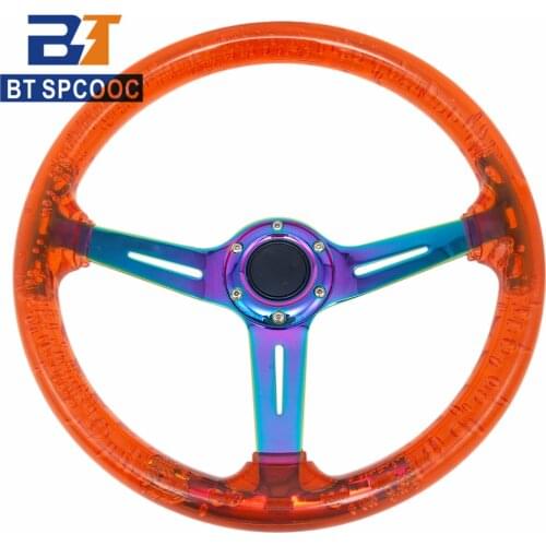 SPCOOC Acrylic Steering Wheel Motorsport 14 inch 340mm Car Sport Red Environmental Protection Steering Wheel With N*Logo Horn