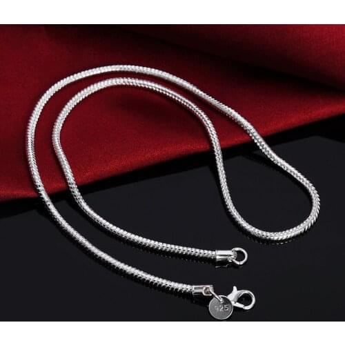 925 Sterling Silver 16/18/20/22/24 Inch 3mm Snake Chain Necklace For Women Man Fashion Wedding Party Charm Jewelry