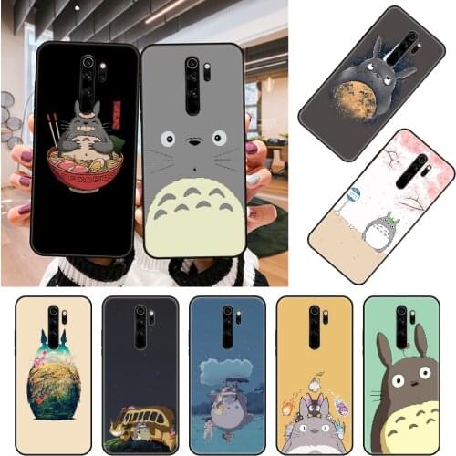 Phone Case For Xiaomi Redmi Note 8 8T 7 7A 9 9A 9S 8A 4 5 6 Pro Black Cover Prime Trend Coque Fashion Back Tpu Cartoon Totoro
