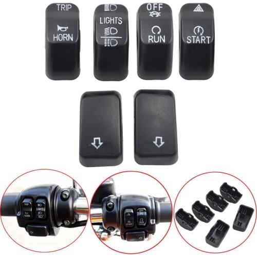 Motorcycle Handlebar Control 6 Pcs Black Switch Caps Button Cover For Harley Sportster XL 1200 883 Fat Bob Dyna Softail Models