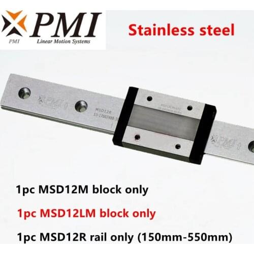 PMI stainless steel linear guide MSD12 200 250 300 350 400 450 500 550 mm MSD12R rail match MSD12M MSD12LM LLFC block carriage