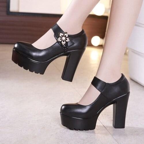 2019 cheongsam catwalk model shoes round head waterproof platform thick with muffin platform womens shoes