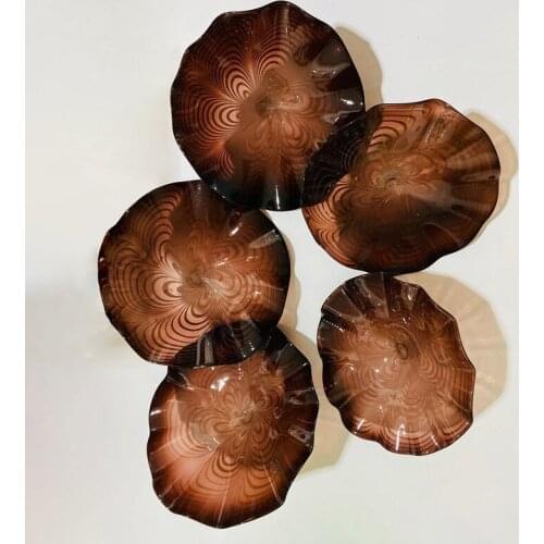 New Arrival Dark Brown Colors Fancy Glass Art Plates Mouth Blown Murano Italian Design Wall Decor Plate
