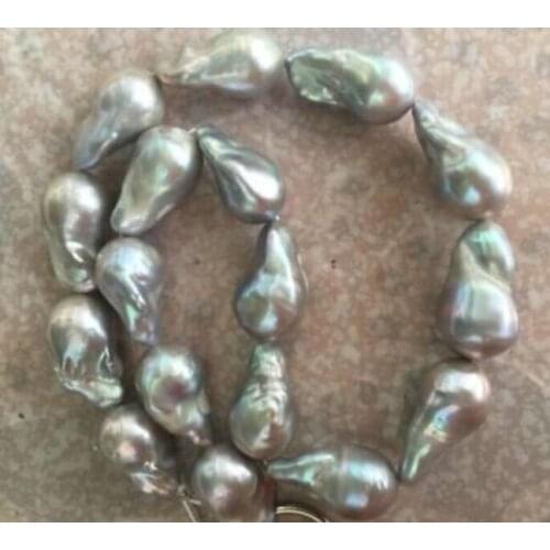 Huge 25mm silver gray pearl necklaces 18"