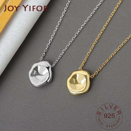 925 Sterling Silver Necklace For Women Round Fashion Circle Sterling Silver Fine Jewelry Round Necklace