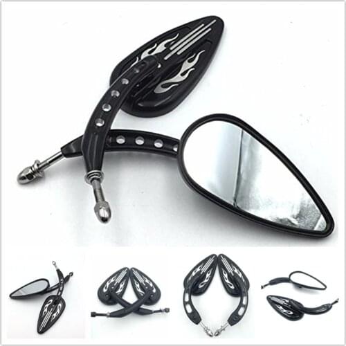 Aftermarket free shipping motorcycle parts Flame Rearview Pair Mirrors Custom For Harley Davidson Cruiser Fat Bob FXDF 2008-2016