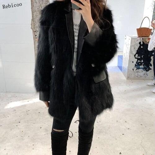 Fluffy Faux Fur Coats Jackets Women High Quality Long Sleeve Plus Thicker Women Ostrich fur coat plus size long jacket