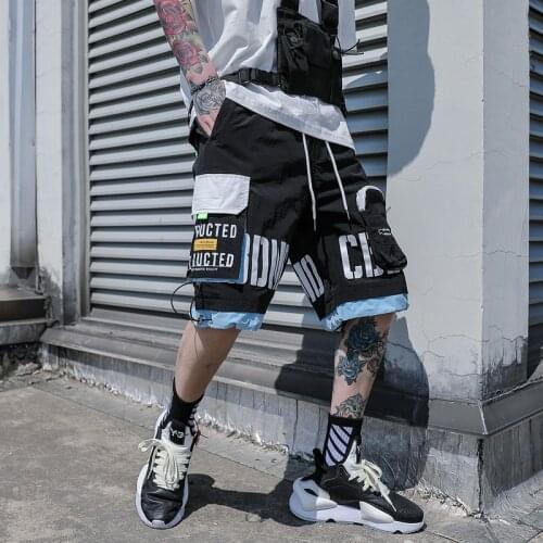 Mens Summer StreetWear Cargo Short Loose Elastic Waist Multi Pocket Shorts Men Fashion LettersClassic Relaxed Fit Stretch