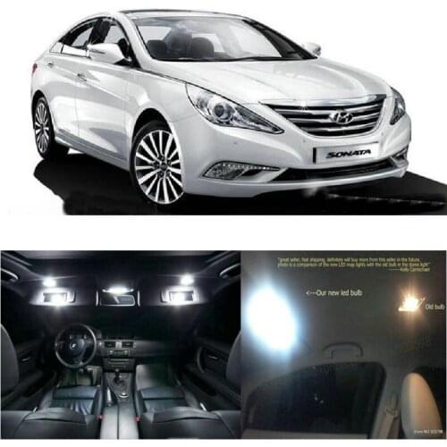 LED Interior Car Lights For Hyundai sonata YF 2013 room dome map reading foot door lamp error free 10pc