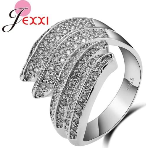 Christmas Hot Sale 925 Sterling Silver Ring For Women Shiny Crystal Jewelry Fashion Engagement Wedding Rings Size 6-10