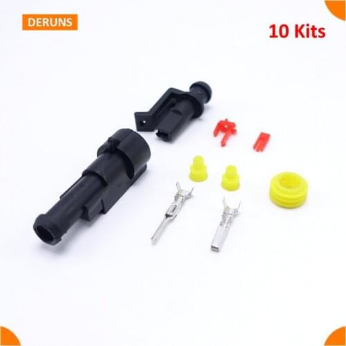 10 Kits 1Pin Automotive Car Sealed Electrical Wire Connector Plug Sets AMP 282079-1 282103-1