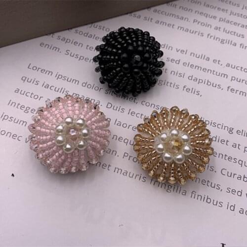 10 Pcs Faux Pearl Beads Flower Buttons 2.8cm Dia Hand Made Bead Button for Sewing Clothes Sweater Coat Bag DIY Craft Projects