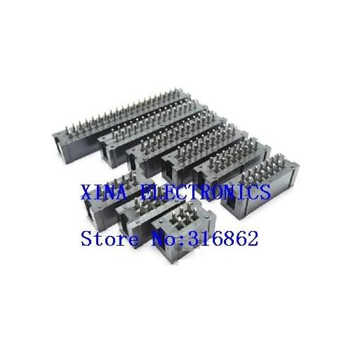 10PCS Pitch 2.54mm 2x3Pin-2x20Pin DC3-6/8/10/12/14/16/18/20/24/26/30/40P Straight Male Shrouded PCB IDC Socket Box Header