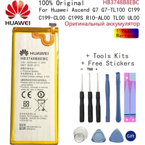 100% Orginal Huawei HB3748B8EBC 3000mAh Battery For Huawei Ascend G7 G7-TL100 C199 C199-CL00 C199S RIO-AL00,TL00 UL00 Tools