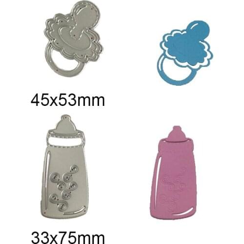 2Pcs Baby Bottle Nipple Metal Cutting Dies Stencils for DIY Scrapbooking Card Making Craft Dies Baby Shower decor