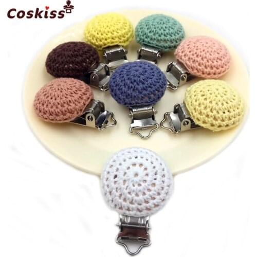 2pc Baby pacifier chain Accessories Crochet Pacifier Metal Clips DIY Dummy Clip Chains Accessories Wooden Baby Teether