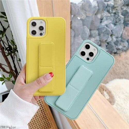 2 in 1 Magnetic Bracket Wristband For Phone Case for iPhone 12 11Pro XS Max 7 8 Plus X XR Soft Silicone Holder Candy Color Cover