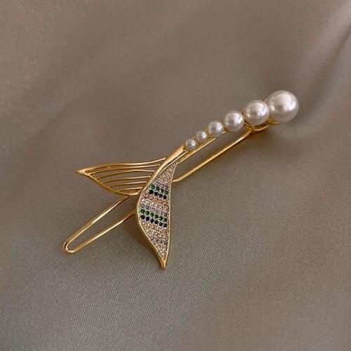 2020 New Arrival Korean Fishtail Hairpin Simulated-pearl Barrettes Geometric Hair Jewelry For Women Fashion Jewelry Gifts