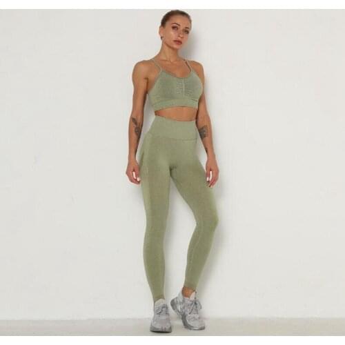 2021 Women Seamless Yoga Suits Gym Fitness Clothing High Waist Leggings Bra Yoga Cloths Workout Sets Training Sport Sportswear