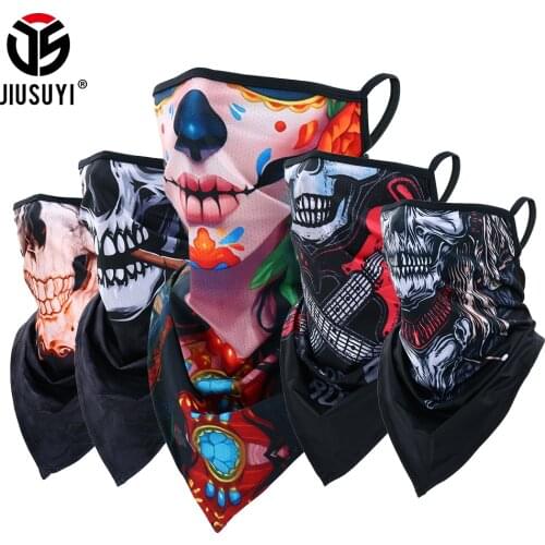 3D Skull Triangle Bandana Windproof Ski Masks Scarf Ring Neck Gaiter Scarves Hanging Ear Cover Breathable Headband Men Women