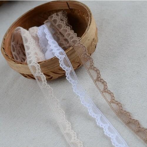 5 Meters/lot 1.3cm Width Good quality Mesh Cotton Embroidered Lace Garment Laces for DIY Beige White Lace for sewing