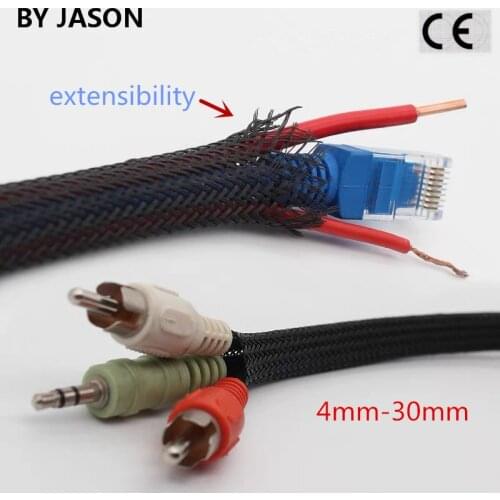 5METERS Black Insulated Braid Sleeving Tight PET Wire Cable Protection Expandable Cable Sleeve Wire Gland 4-30MM