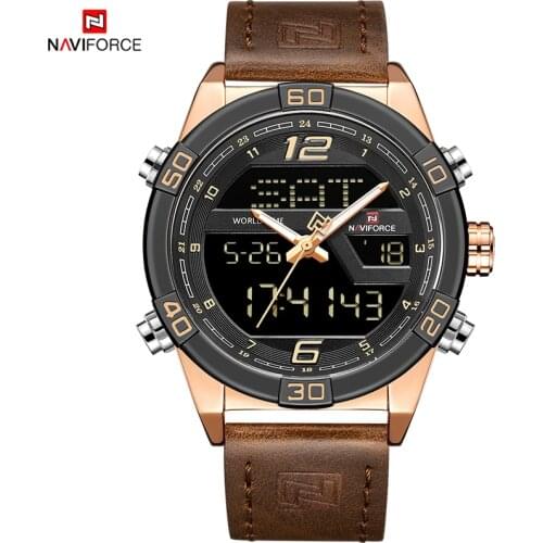 2021NAVIFORCE New Fashion Rose Gold Dual Disply Business Luxury Watch For Men Military Sport Man Watch Male Quartz Male Clock Re