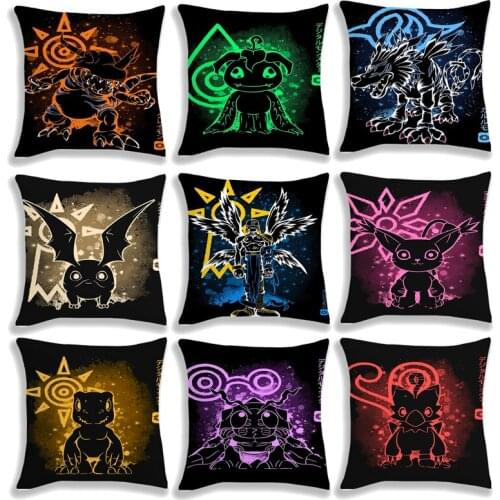 Anime Digital Monster Pillowcase Agumon Patamon 45*45cm Pillow Case Cover Seat Bedding Cushion Gift for Kids Boys Children
