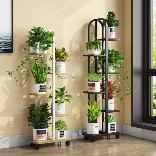 Flower shelf rack balcony flower shelf floor-to-ceiling multi-layer living room simple indoor wrought iron against the wall gree