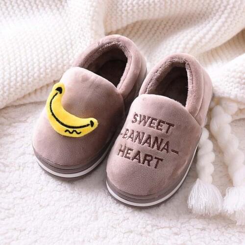 Childrens Fruit Cartoon Baby Girls Boys Cotton Slippers Winter Warm Home House Indoor Warm Shoes