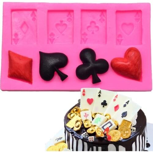 Diy Cute Poker Cake A Poker Cookie Chocolate Silicone Mold Playing Cards Mold Kitchen Baking Cake Baking Decoration Tools JU0093